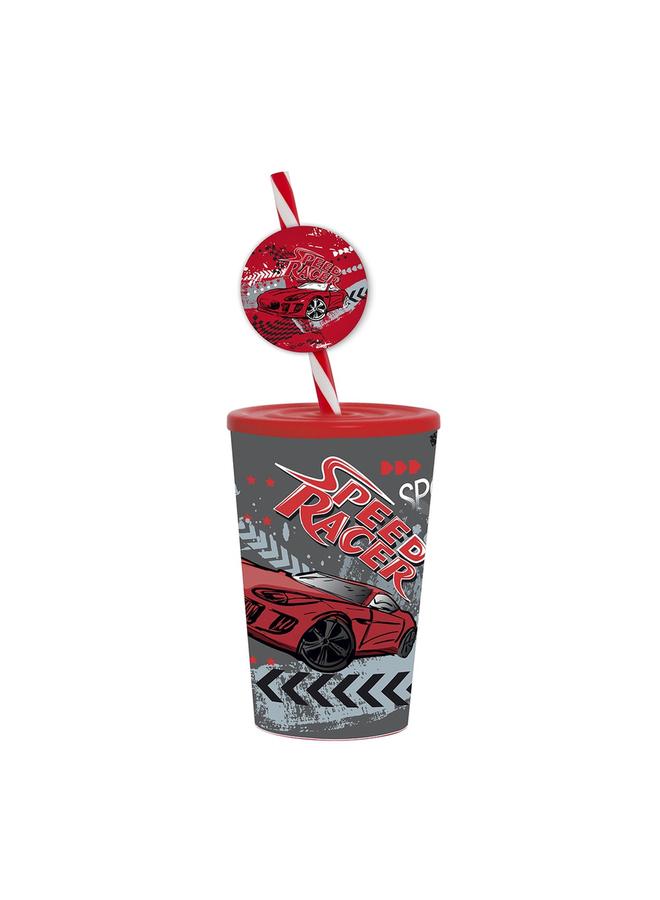 Speed Racer Printed Kids Tumbler With Fancy Straw 340Ml
